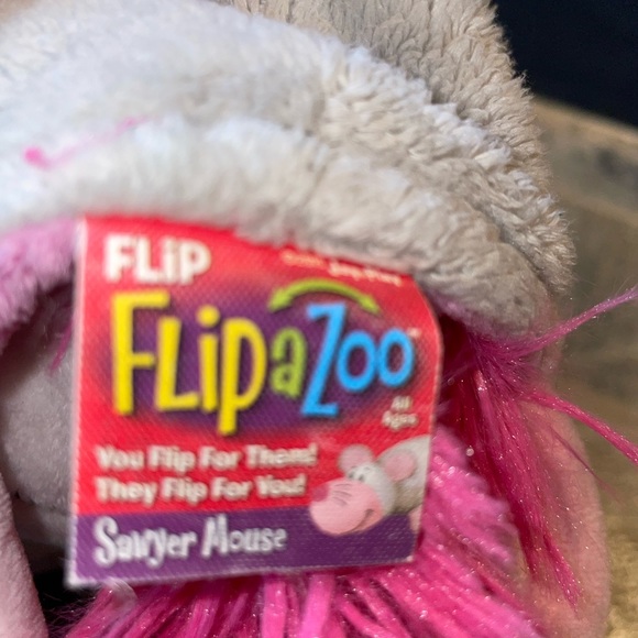Flip A Zoo Caleb Cat Pink White Sawyer Mouse Gray Pink All Ages 18" Long 2015 - Picture 8 of 9